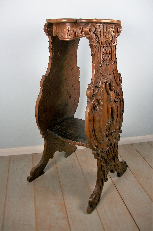 Walnut Carved Bust Stand Pedestal
